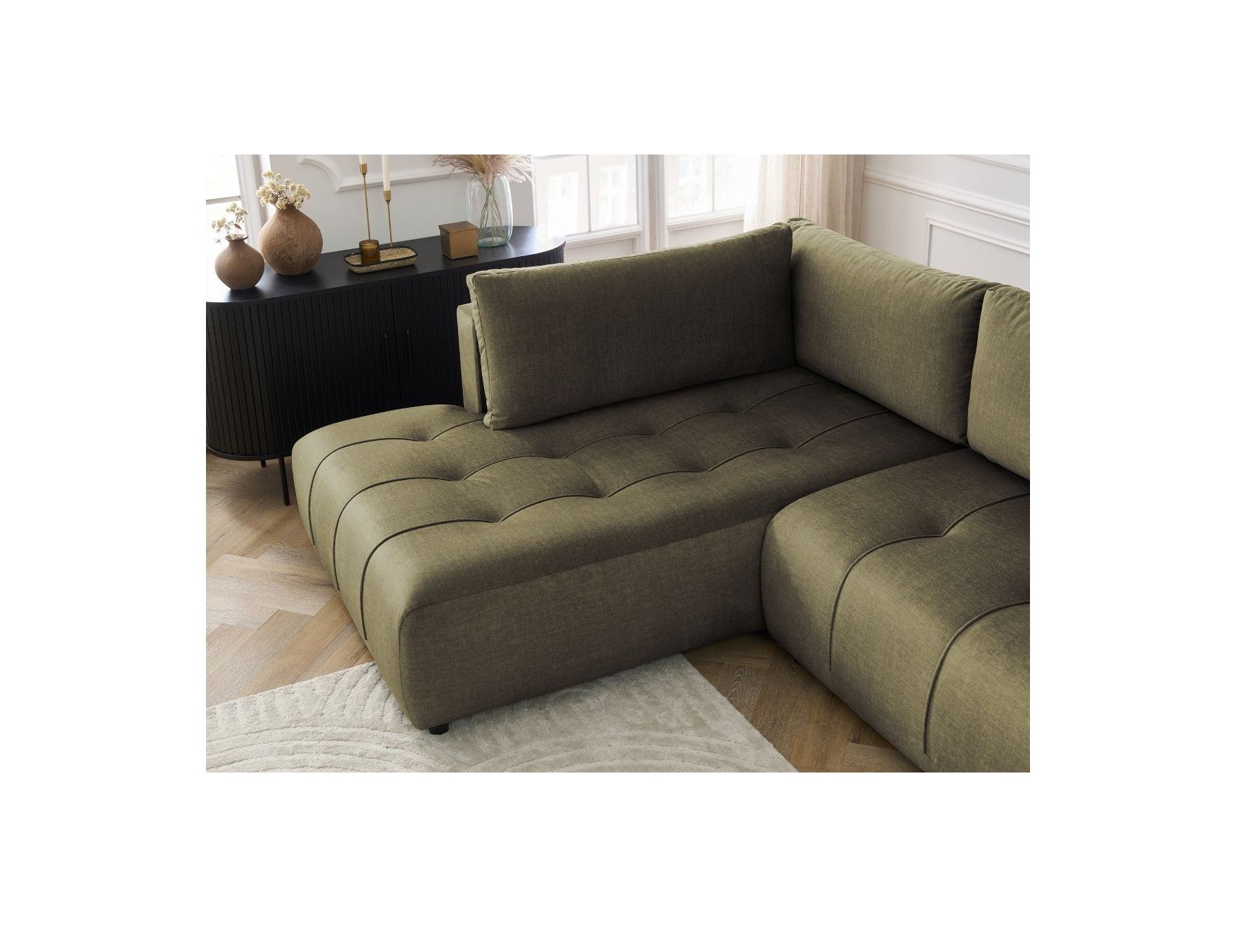 Arsene - Convertible Panoramic Sofa with Storage - Velvet - Right-hand Corner