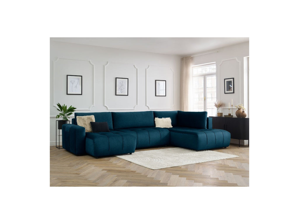 Arsene - Panoramic Sofa Bed with Storage - Velvet - Left-hand Corner