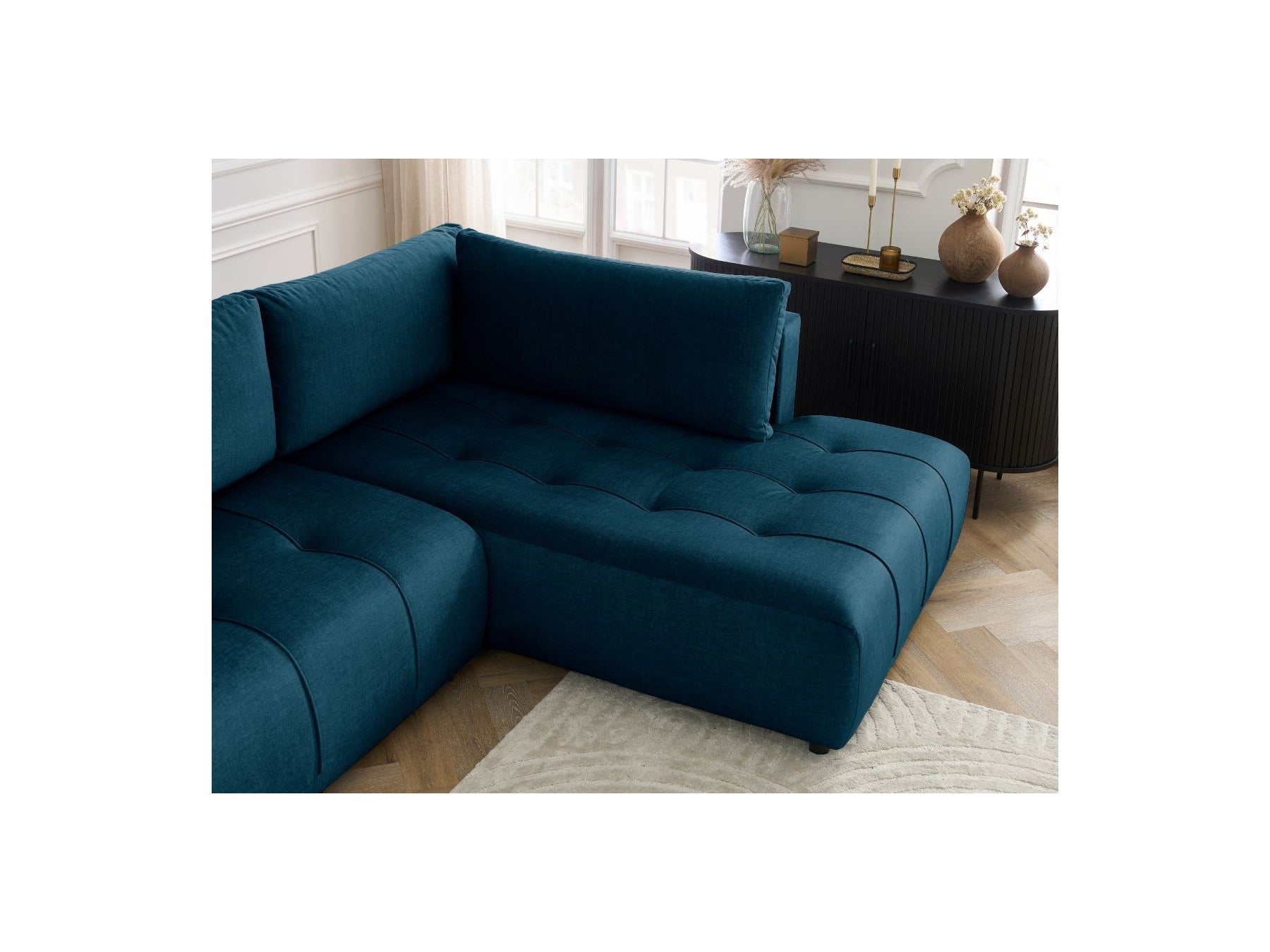 Arsene - Panoramic Sofa Bed with Storage - Velvet - Left-hand Corner