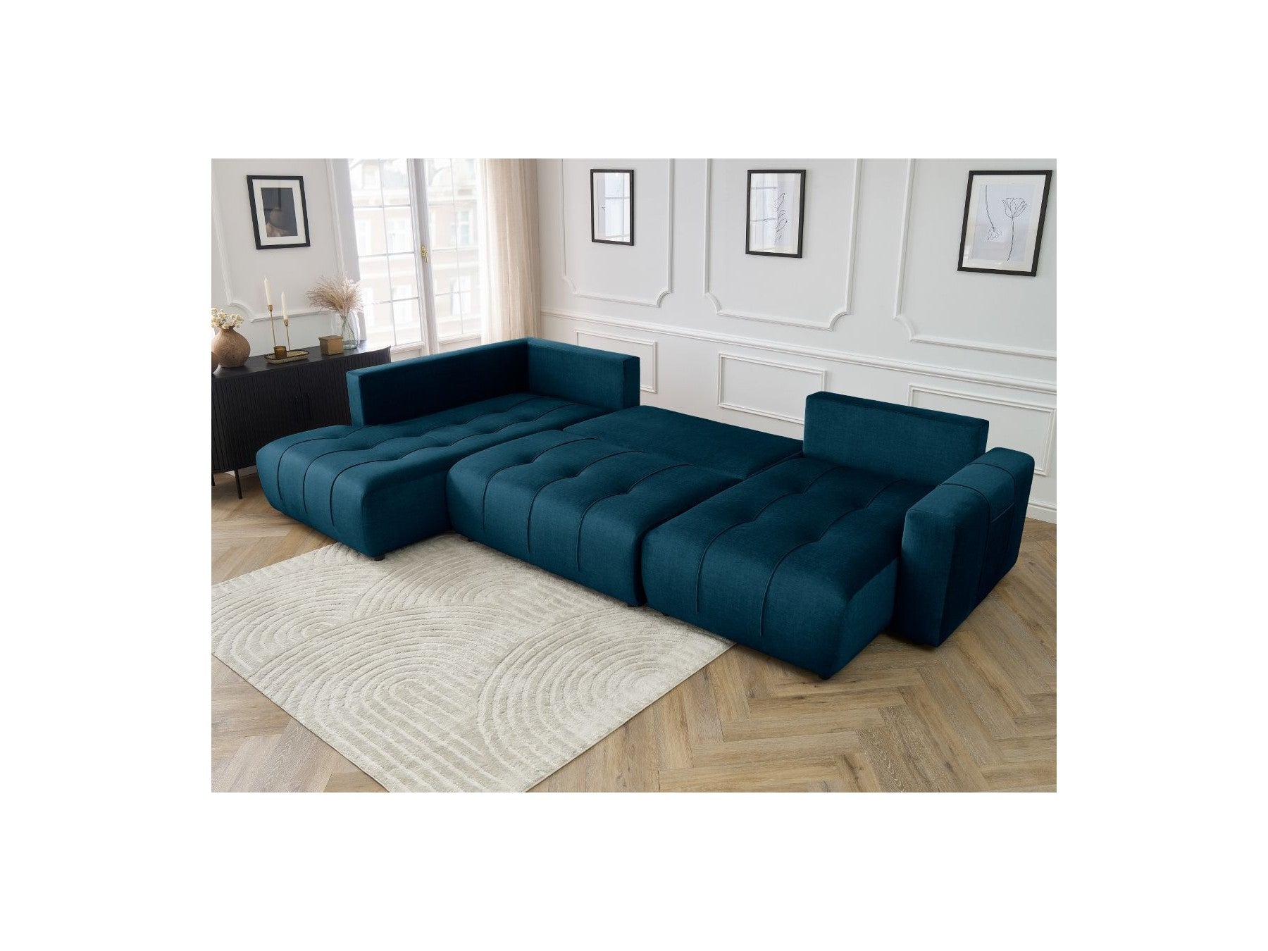 Arsene - Convertible Panoramic Sofa with Storage - Velvet - Right-hand Corner