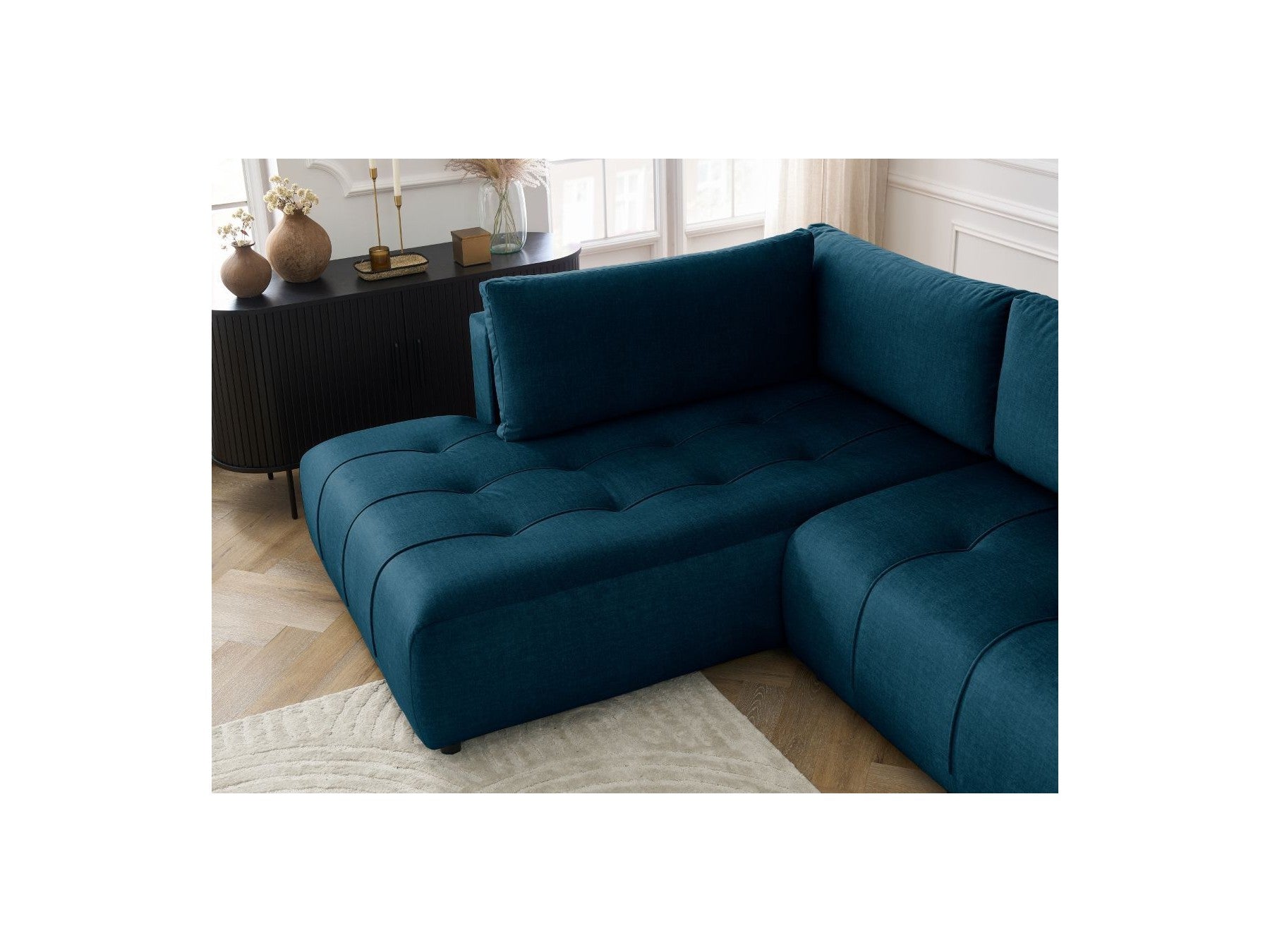 Arsene - Convertible Panoramic Sofa with Storage - Velvet - Right-hand Corner