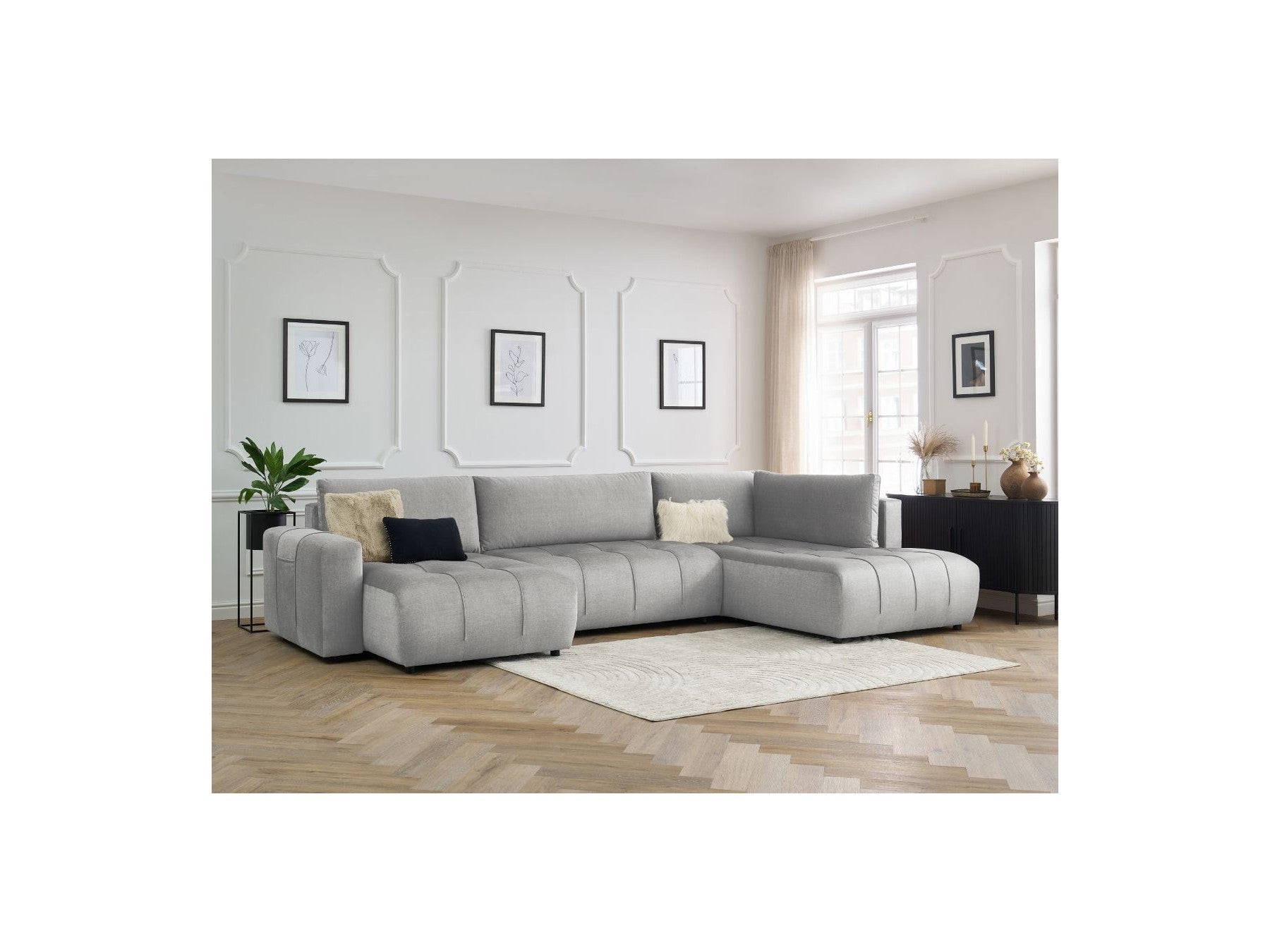 Arsene - Panoramic Sofa Bed with Storage - Velvet - Left-hand Corner