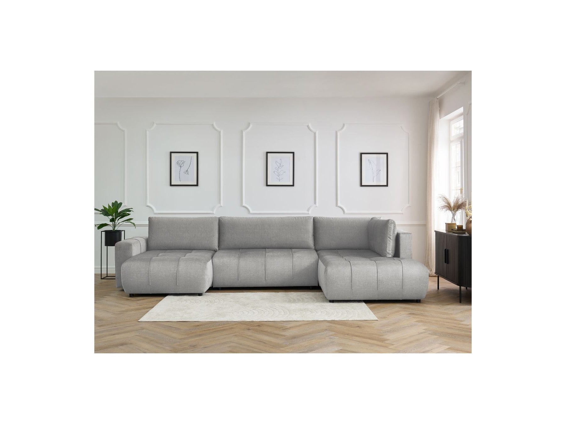 Arsene - Panoramic Sofa Bed with Storage - Velvet - Left-hand Corner