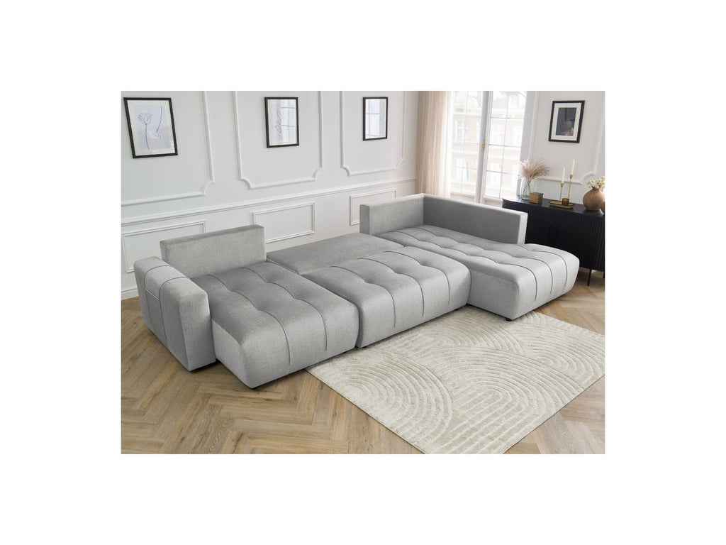 Arsene - Panoramic Sofa Bed with Storage - Velvet - Left-hand Corner