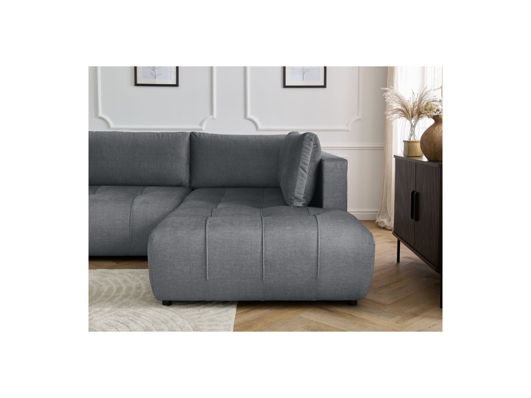 Arsene - Panoramic Sofa Bed with Storage - Velvet - Left-hand Corner