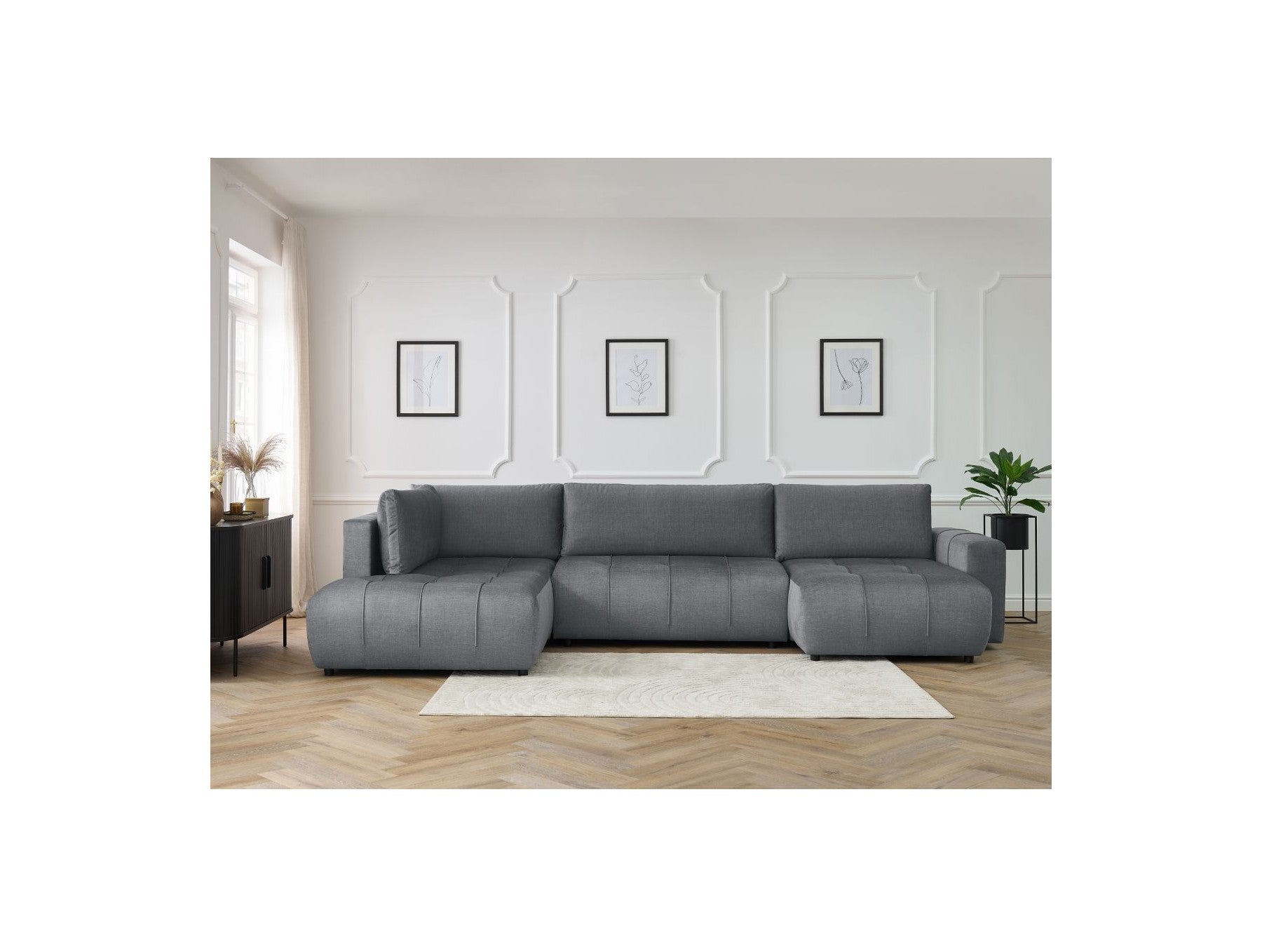 Arsene - Convertible Panoramic Sofa with Storage - Velvet - Right-hand Corner