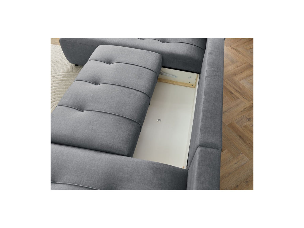 Arsene - Convertible Panoramic Sofa with Storage - Velvet - Right-hand Corner