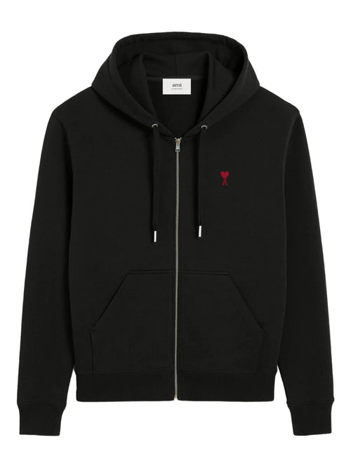 Ami Paris - Sweat À Capuche Zippé Ami De Coeur - Noir