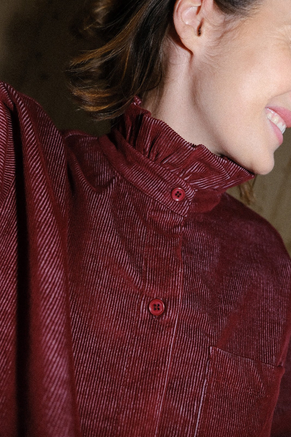 Lou Velvet Overshirt Burgundy