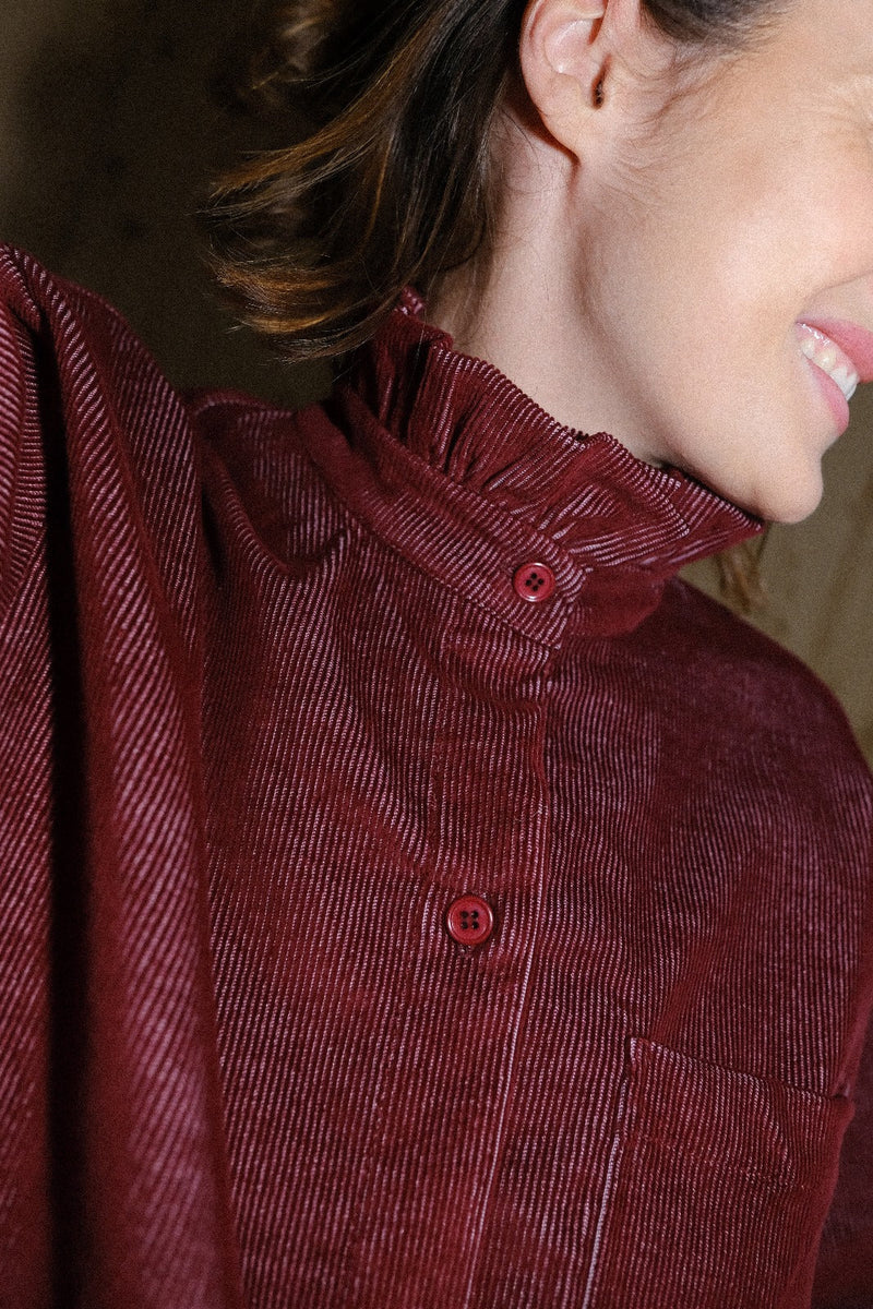 Surchemise Lou Velours Bordeaux