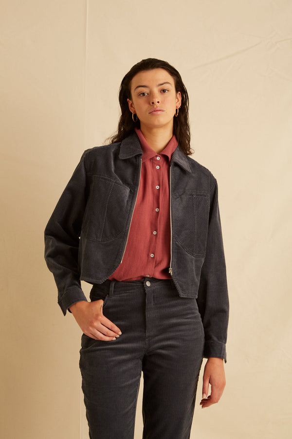 Jacke Vanny - Cord Stahlblau