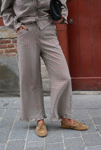 Eugene Check Trousers Ecru/Bordeaux