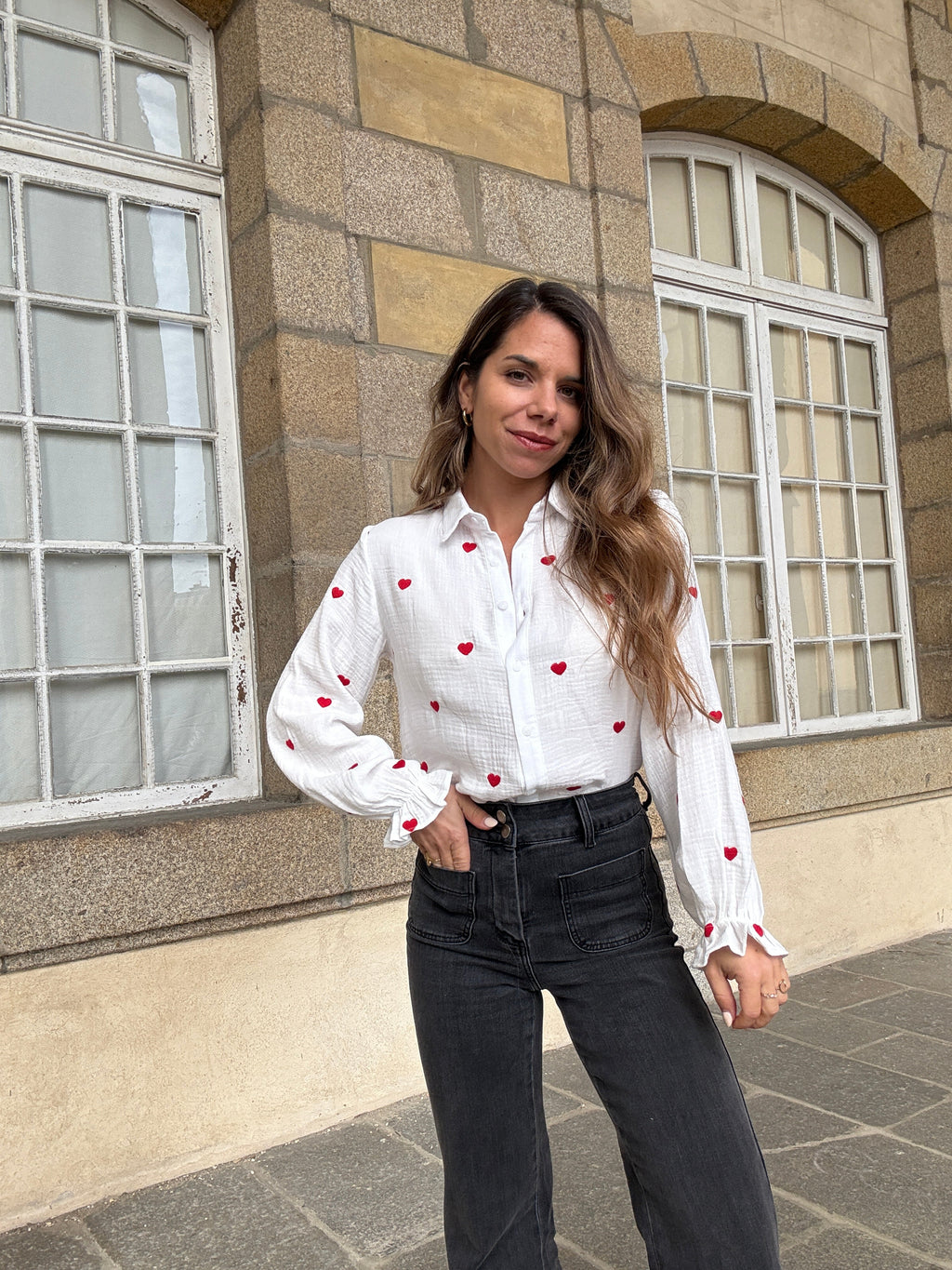 Victoire heart blouse in cotton gauze