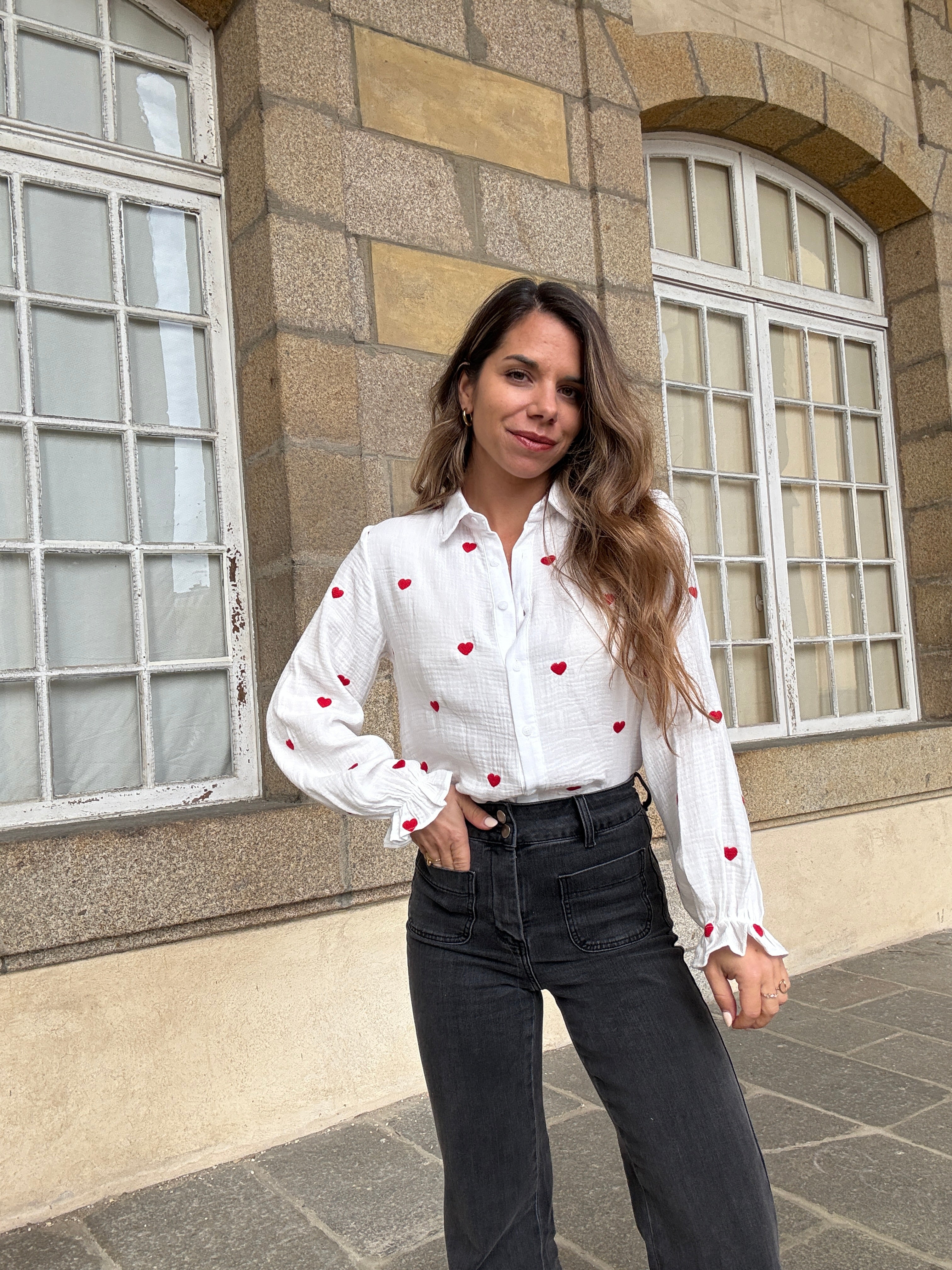 Victoire heart blouse in cotton gauze