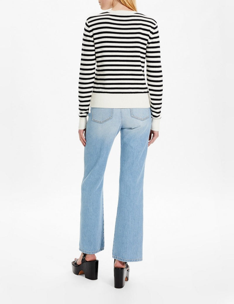 Pull - Raye Noir Et Ecru - Femme