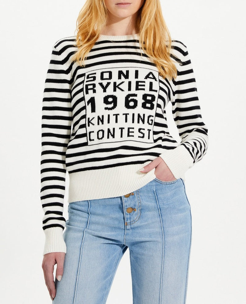 Pull - Raye Noir Et Ecru - Femme
