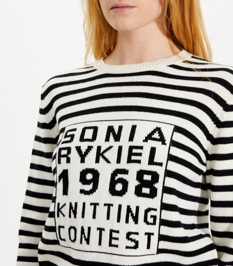 Pull - Raye Noir Et Ecru - Femme