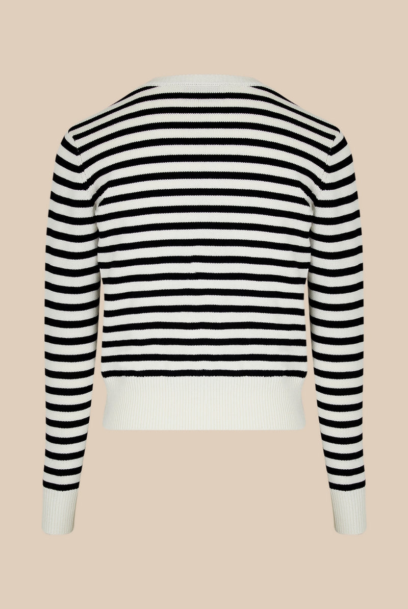 Pull - Raye Noir Et Ecru - Femme