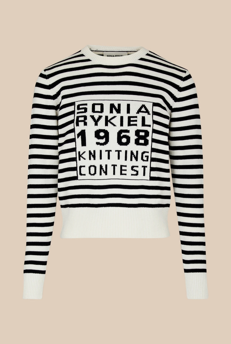 Pull - Raye Noir Et Ecru - Femme