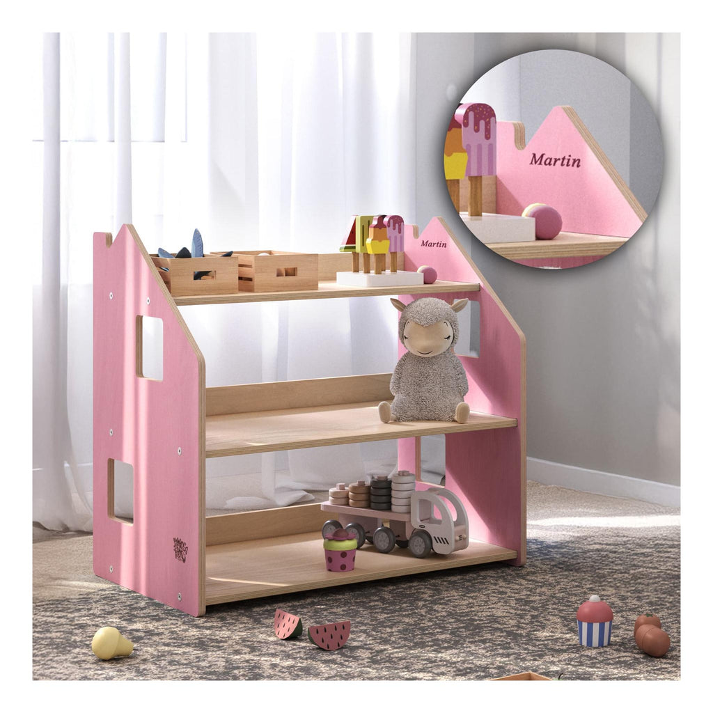 Étagère À Jouets – Bleu Clair & Rose