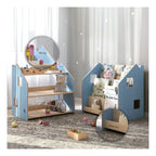 Bibliothèque & Étagère À Jouets Duo – Bleu Clair & Rose