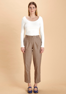 Le Pantalon Linen Femme - Brun