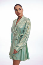 Zina Dress - Emerald Metallic