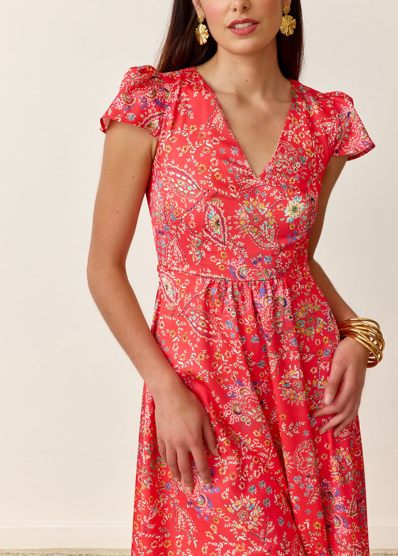 Robe Lyre Imprimé Corail