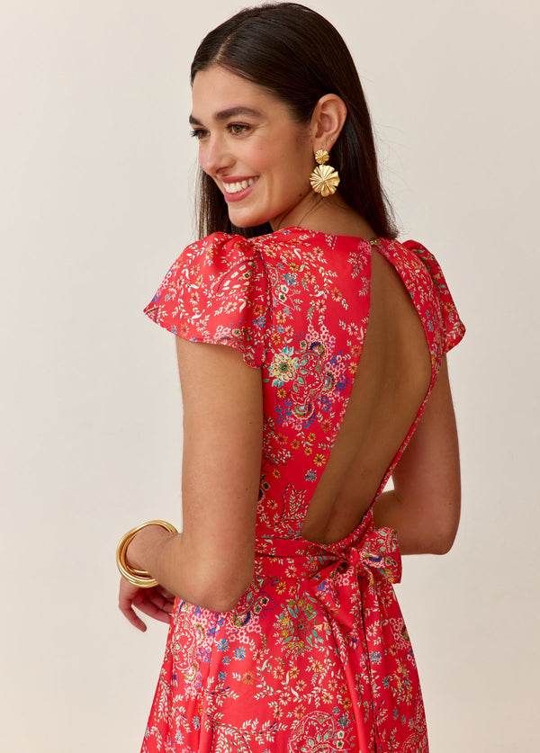 Lyre Coral Print Dress