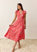 Robe Lyre Imprimé Corail