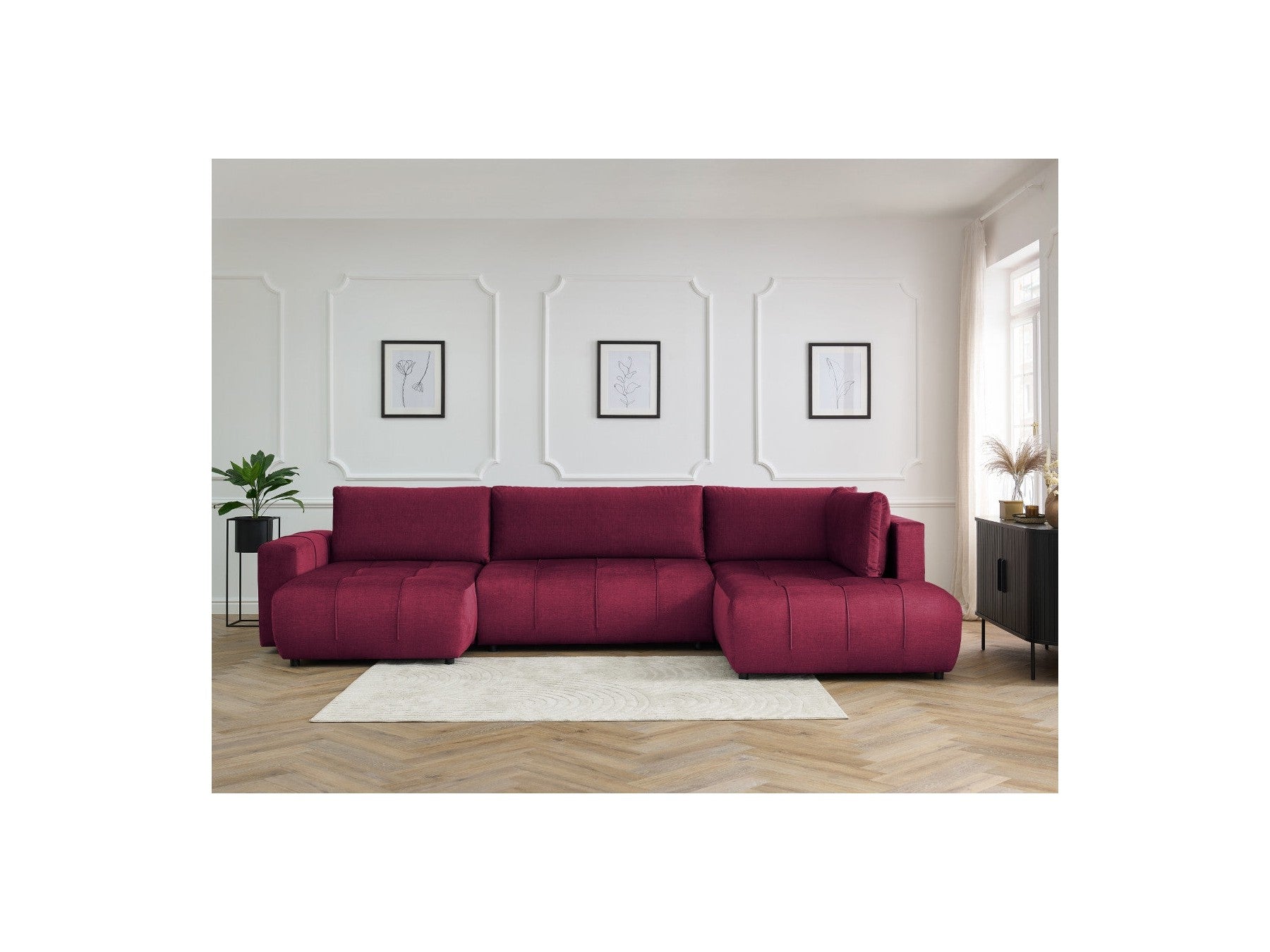 Arsene - Panoramic Sofa Bed with Storage - Velvet - Left-hand Corner