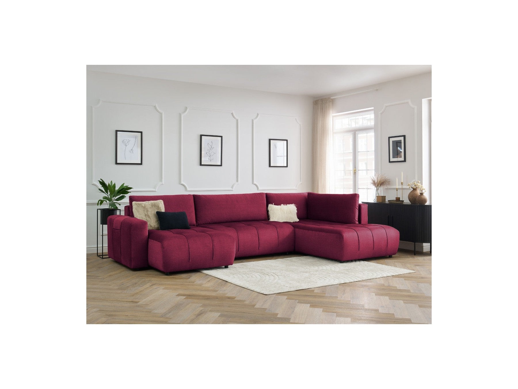 Arsene - Panoramic Sofa Bed with Storage - Velvet - Left-hand Corner