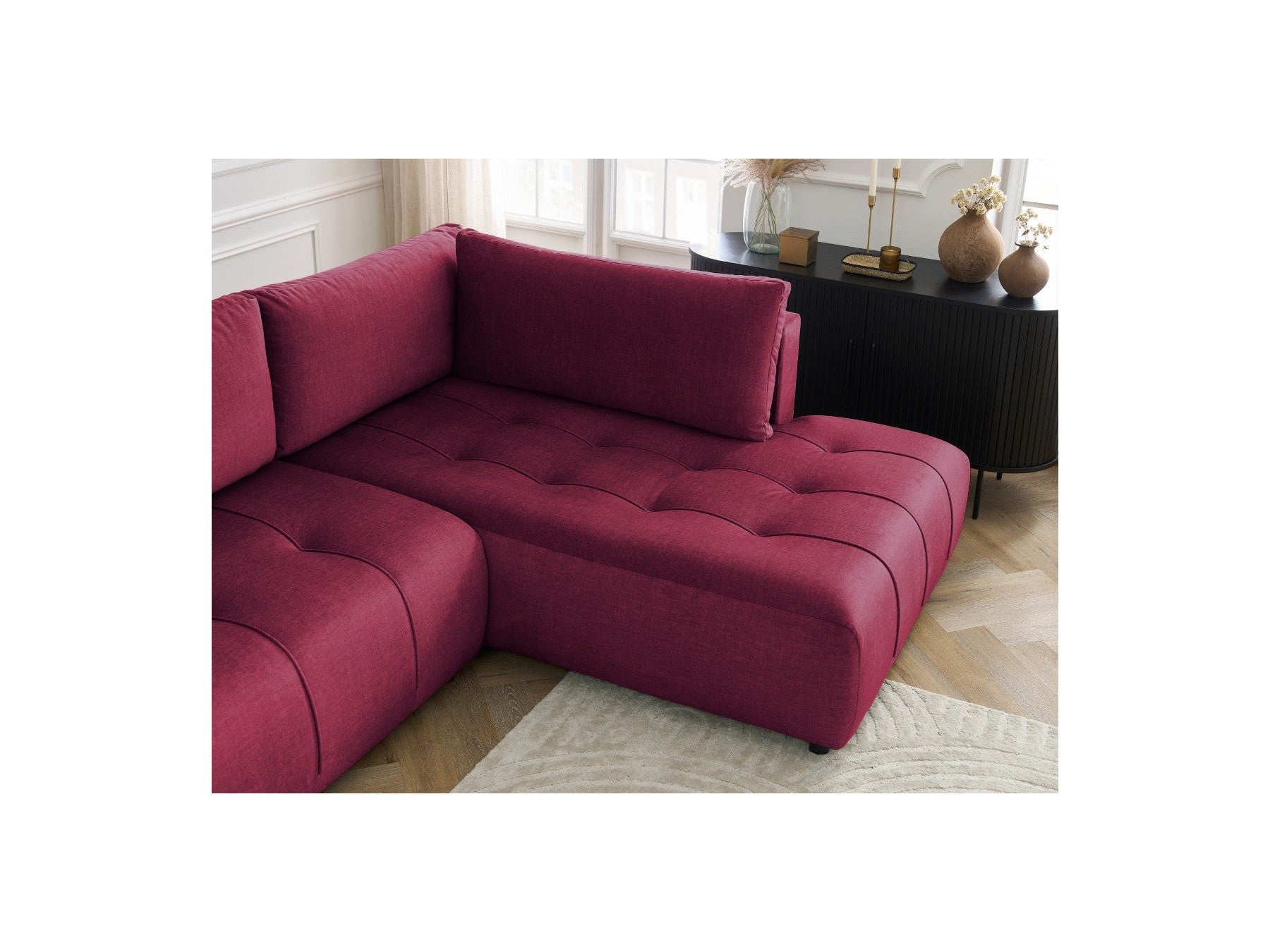 Arsene - Panoramic Sofa Bed with Storage - Velvet - Left-hand Corner