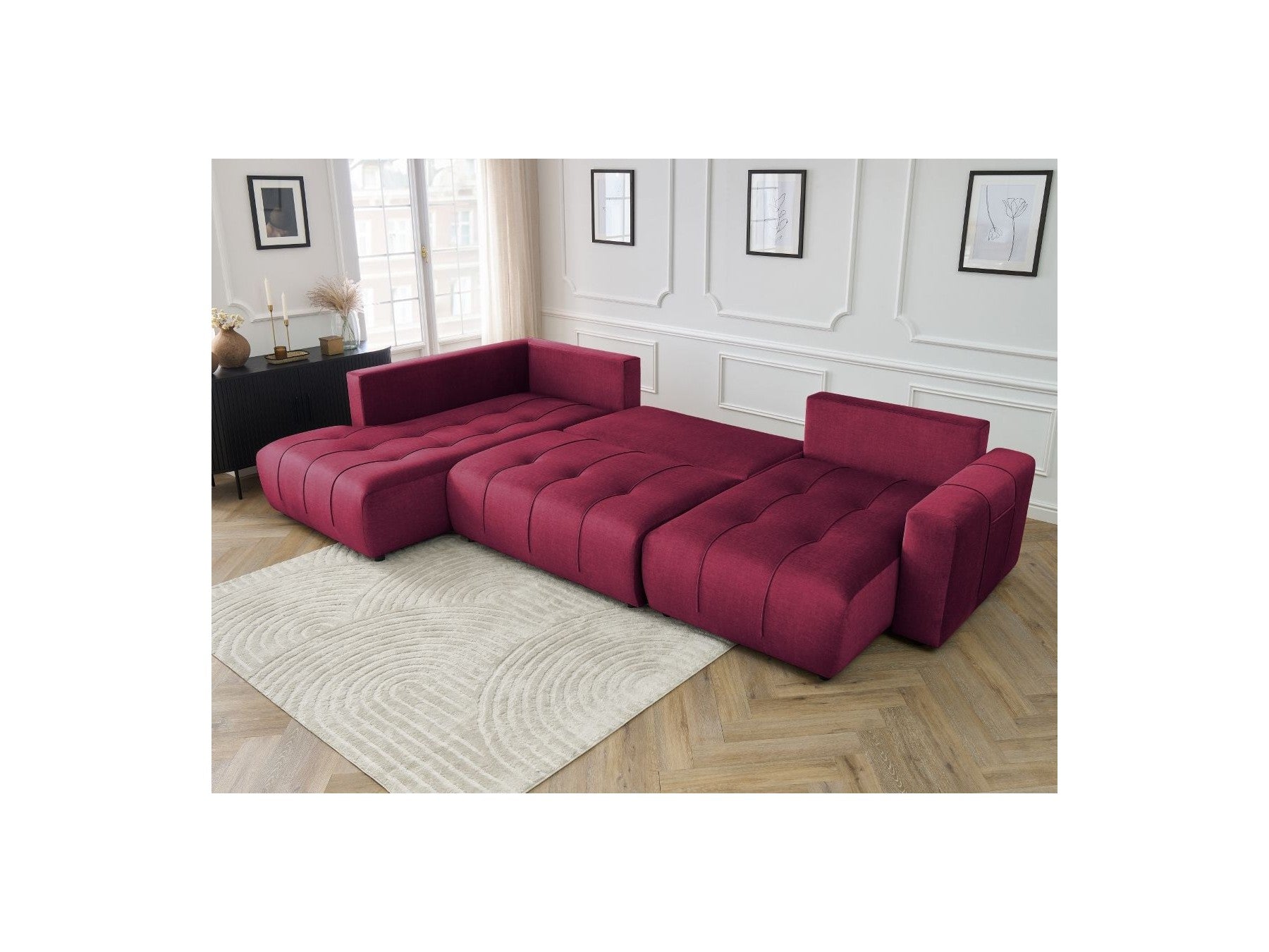 Arsene - Convertible Panoramic Sofa with Storage - Velvet - Right-hand Corner