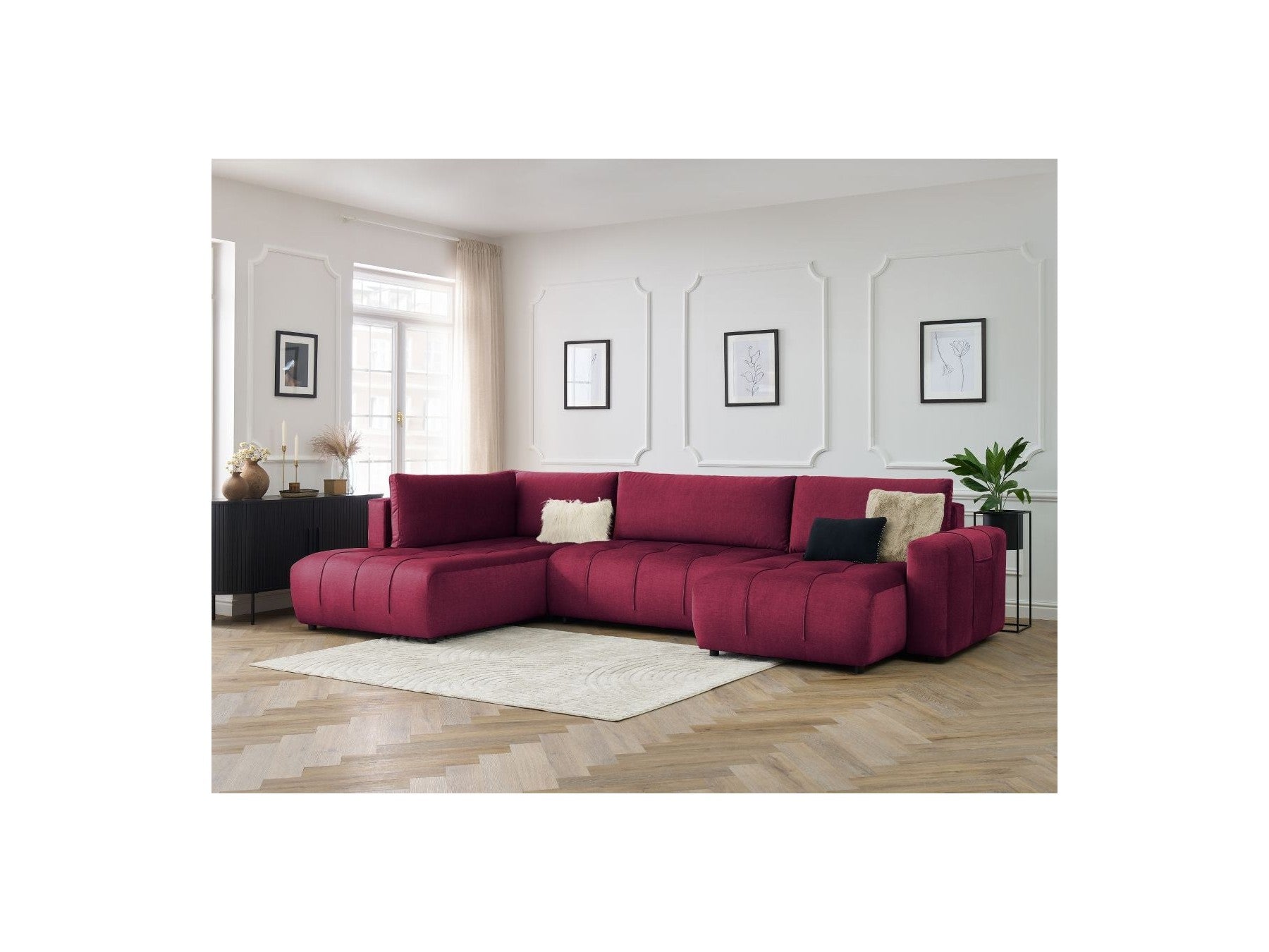 Arsene - Convertible Panoramic Sofa with Storage - Velvet - Right-hand Corner