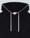 Pull Hoodie Liserets Contrastes Léger H24 - Noir - Homme