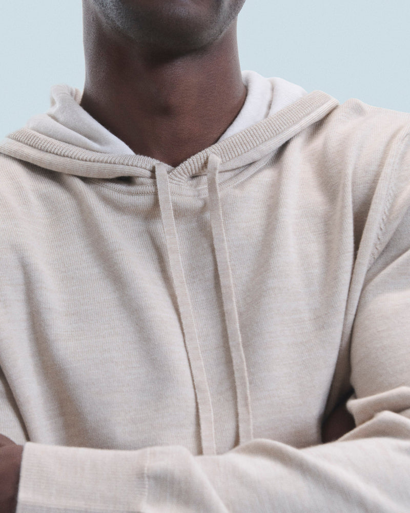 Pull Hoodie H24 - Beige Chiné - Homme