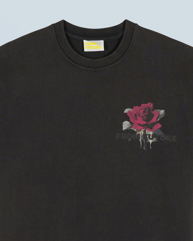 T-Shirt Col Rond Manches Courtes Roses H24 - Homme - Washed Black