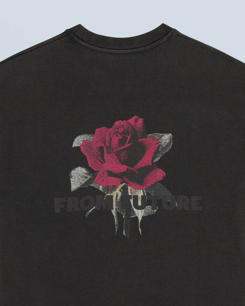 T-Shirt Col Rond Manches Courtes Roses H24 - Homme - Washed Black