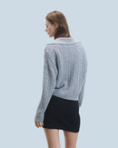 Pull Cardigan À Cotes H24 - Femme - Gris Chiné Foncé