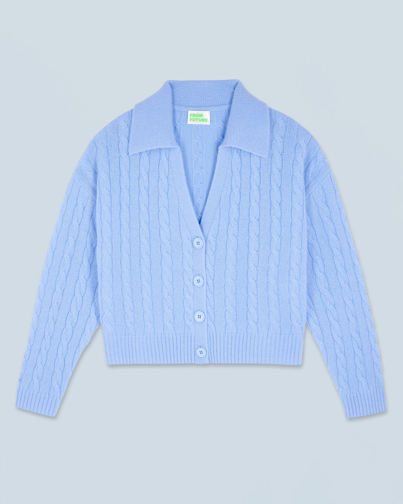 Pull Cardigan À Cotes H24 - Fairy Blue - Femme