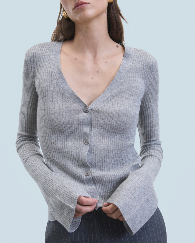 Pull Cardigan Seconde Peau H24 - Gris Chiné Foncé - Femme