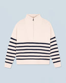 Pull Col Camionneur Marinière H24 - Ecru - Femme