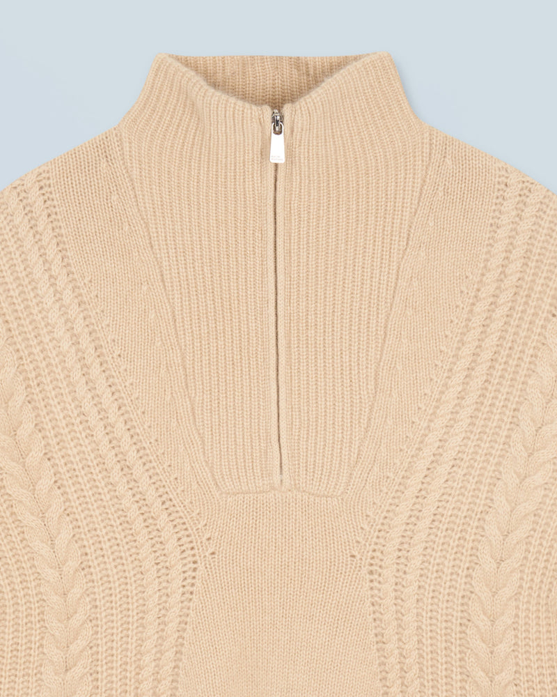 Pull Col Camionneur Torsades H24 - Beige - Femme