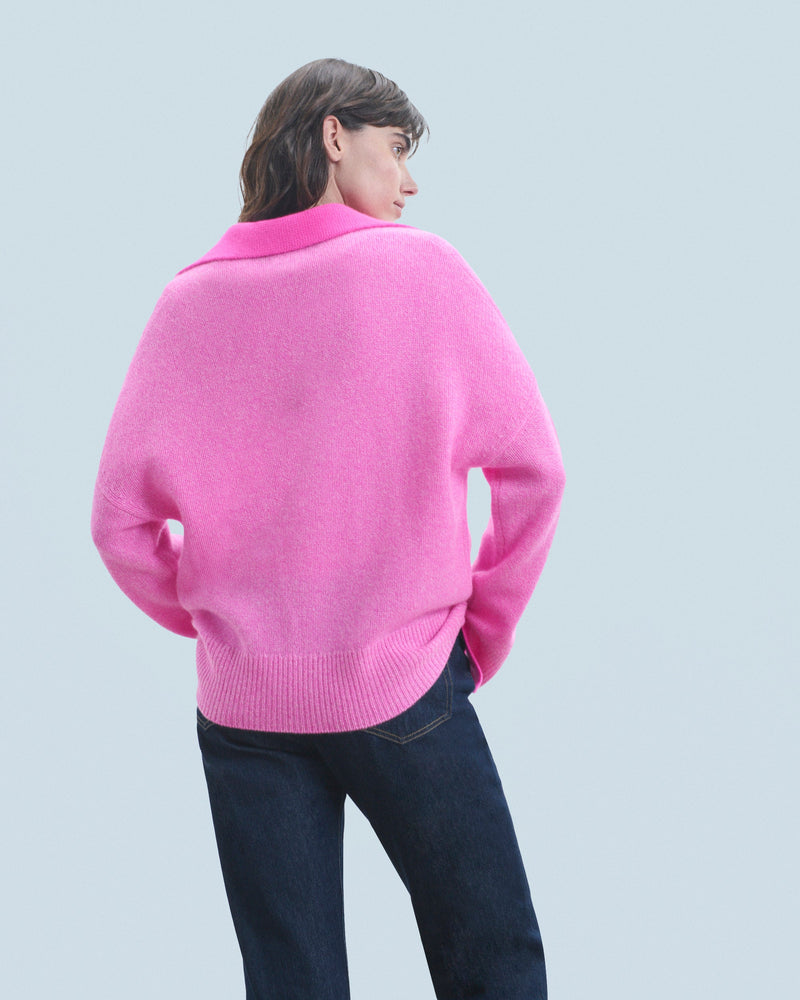 Pull Col Polo H24 - Pink Mouliné - Femme