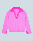 Pull Col Polo H24 - Pink Mouliné - Femme