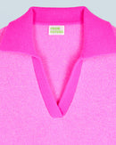 Pull Col Polo H24 - Pink Mouliné - Femme