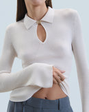 Pull Col Polo H24 - Femme - Sable - 100% Laine Mérinos Rws