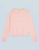 Pull Col Rond Strass Allover Léger H24 - Baby Pink - Femme