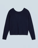 Pull Col Rond Dos Nu À Boutons H24 - Navy - Femme